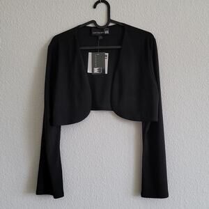 ANTTHONY Wrap Shrug Top Long Sleeve Bell Sleeves Size Small Black